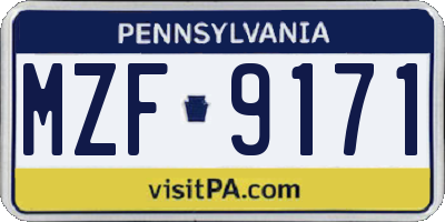 PA license plate MZF9171