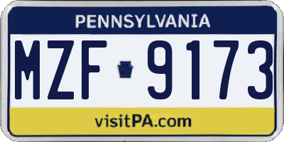 PA license plate MZF9173