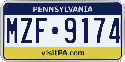PA license plate MZF9174