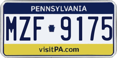 PA license plate MZF9175