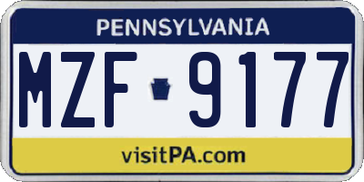PA license plate MZF9177