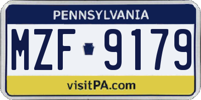 PA license plate MZF9179