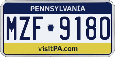 PA license plate MZF9180