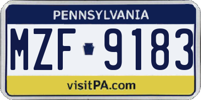 PA license plate MZF9183
