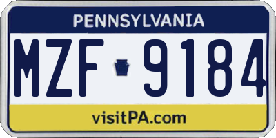 PA license plate MZF9184
