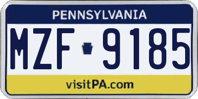 PA license plate MZF9185