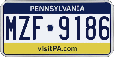 PA license plate MZF9186