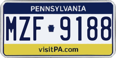 PA license plate MZF9188