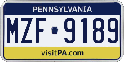 PA license plate MZF9189