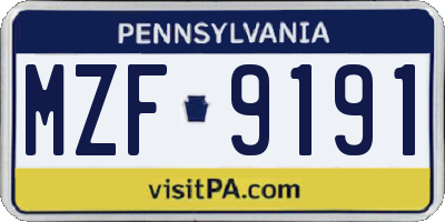 PA license plate MZF9191