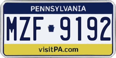 PA license plate MZF9192