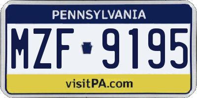 PA license plate MZF9195