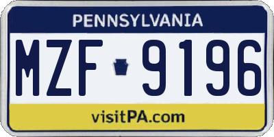PA license plate MZF9196