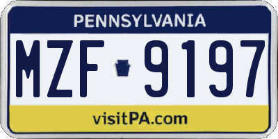 PA license plate MZF9197