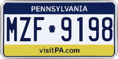 PA license plate MZF9198