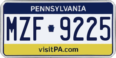 PA license plate MZF9225