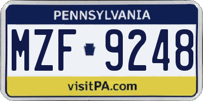 PA license plate MZF9248