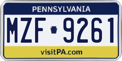 PA license plate MZF9261