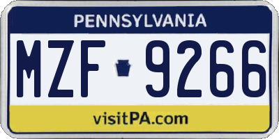 PA license plate MZF9266