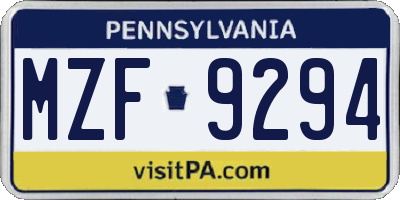 PA license plate MZF9294
