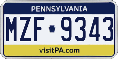 PA license plate MZF9343