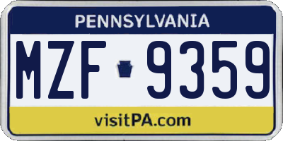 PA license plate MZF9359