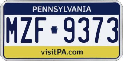 PA license plate MZF9373