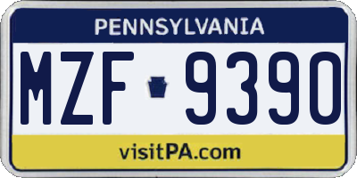 PA license plate MZF9390