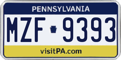 PA license plate MZF9393