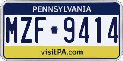 PA license plate MZF9414