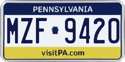 PA license plate MZF9420