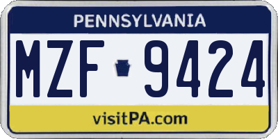 PA license plate MZF9424