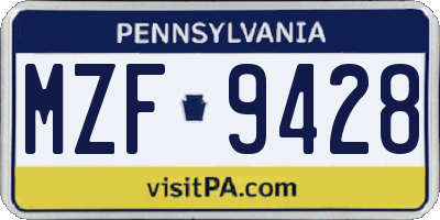 PA license plate MZF9428