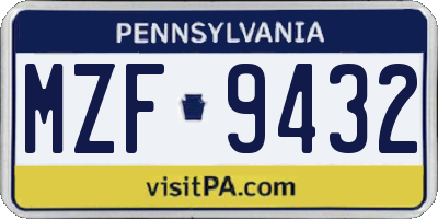 PA license plate MZF9432