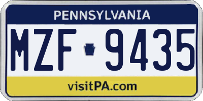 PA license plate MZF9435