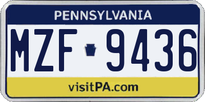 PA license plate MZF9436