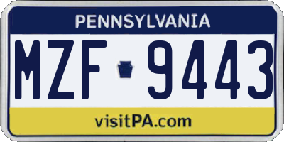 PA license plate MZF9443
