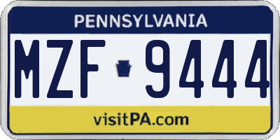 PA license plate MZF9444
