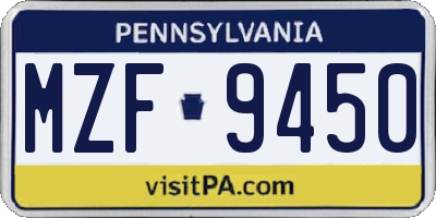 PA license plate MZF9450