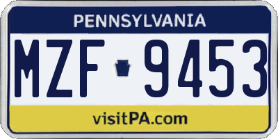 PA license plate MZF9453