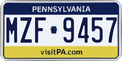 PA license plate MZF9457