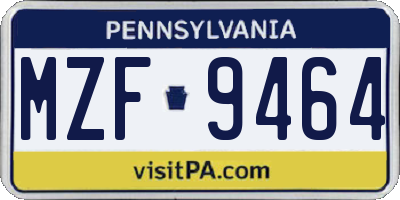 PA license plate MZF9464