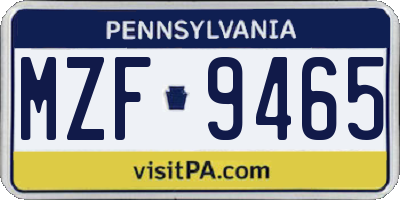 PA license plate MZF9465