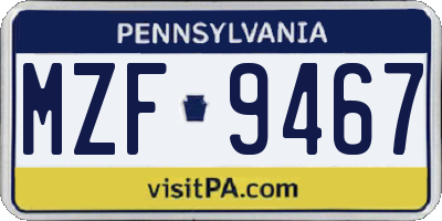 PA license plate MZF9467