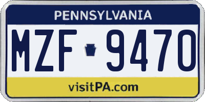 PA license plate MZF9470