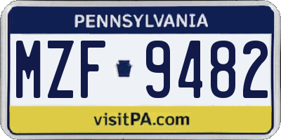 PA license plate MZF9482