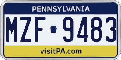 PA license plate MZF9483