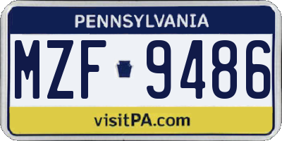 PA license plate MZF9486
