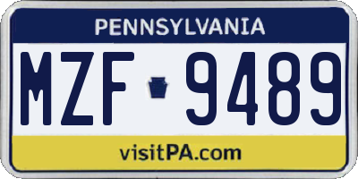 PA license plate MZF9489