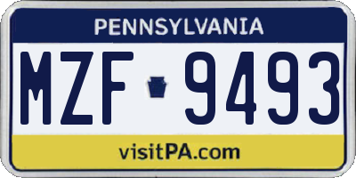 PA license plate MZF9493